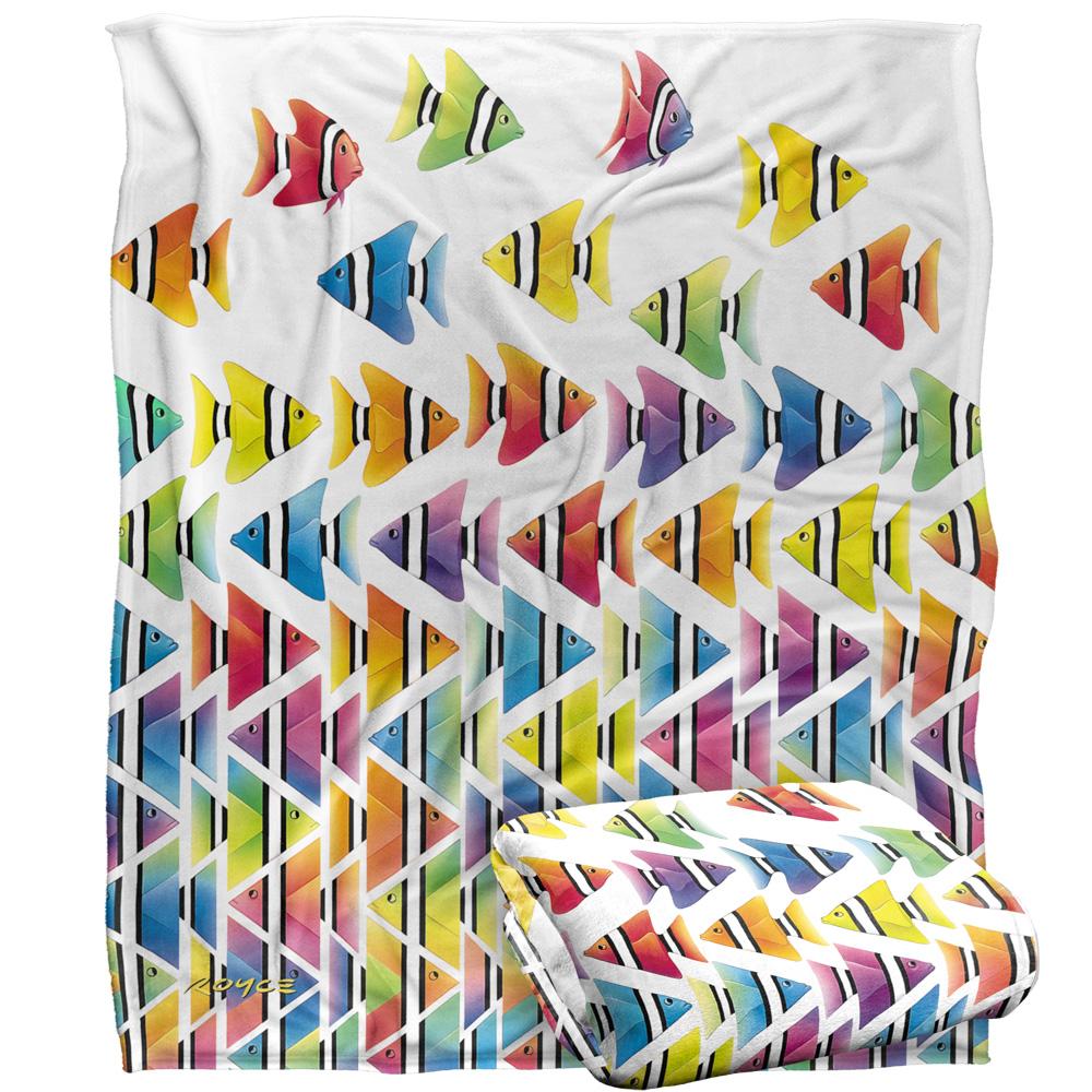 Multicoloured - Back - Royce McClure Silky Zig Zag Tropical Fish Supersoft Blanket