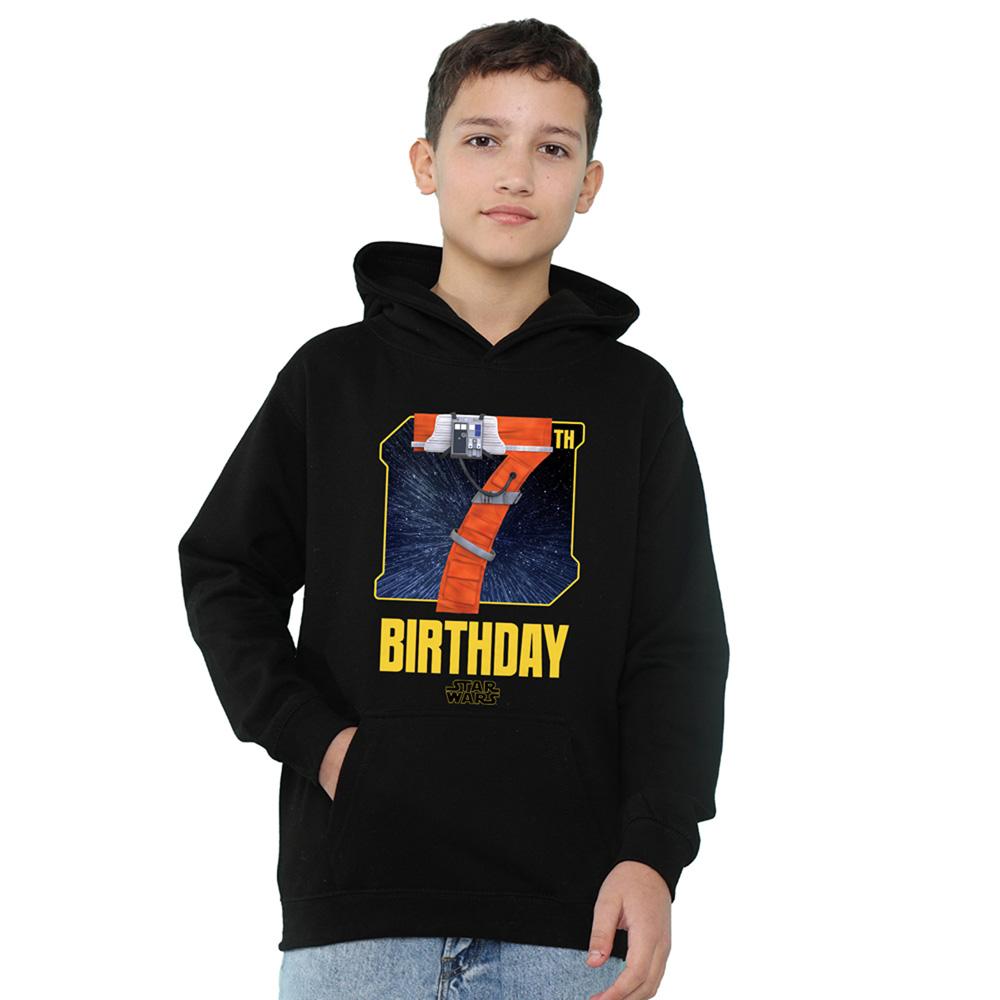 Black - Front - Star Wars Childrens-Kids Xwing Pilot Space 7th Birthday Hoodie
