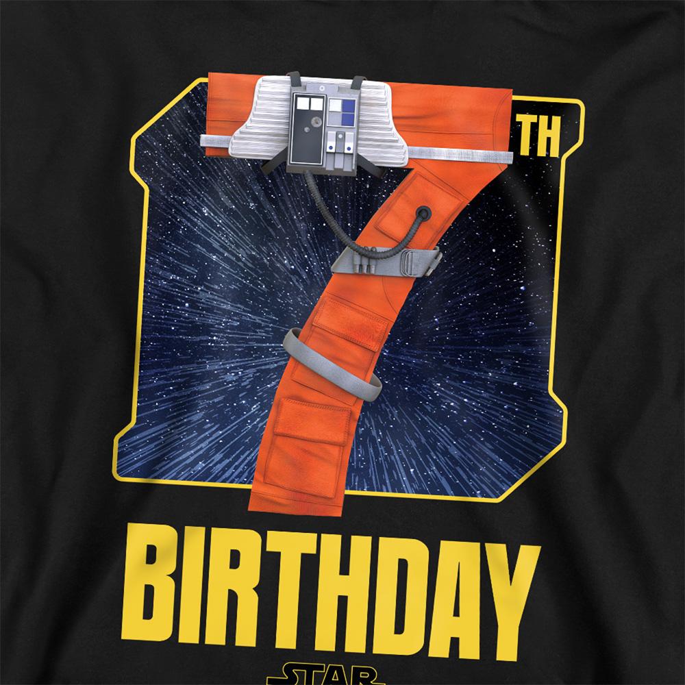 Black - Back - Star Wars Childrens-Kids Xwing Pilot Space 7th Birthday Hoodie