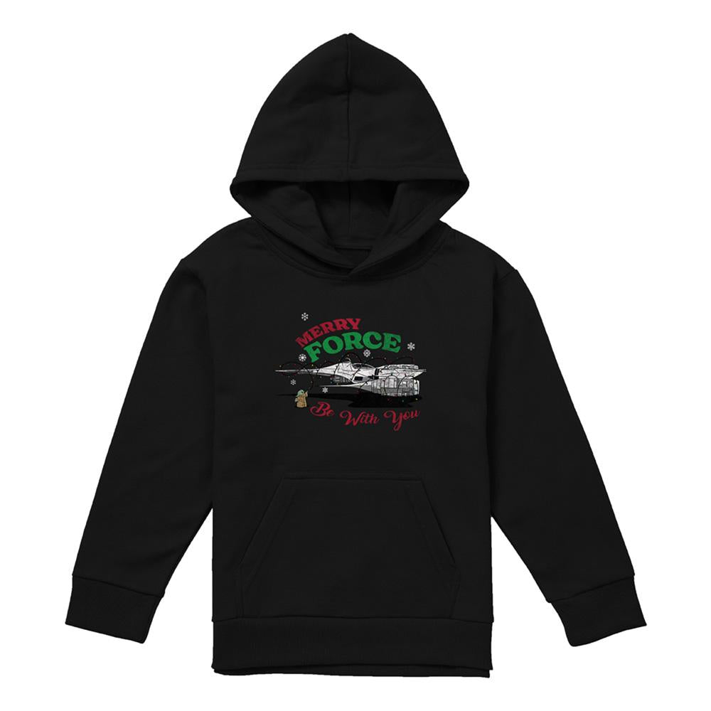 Navy - Lifestyle - Disney Star Wars Childrens-Kids Merry Force Be With You Grogu Christmas Hoodie