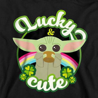 Black - Back - Disney Star Wars Childrens-Kids Grogu St Patricks Day Hoodie