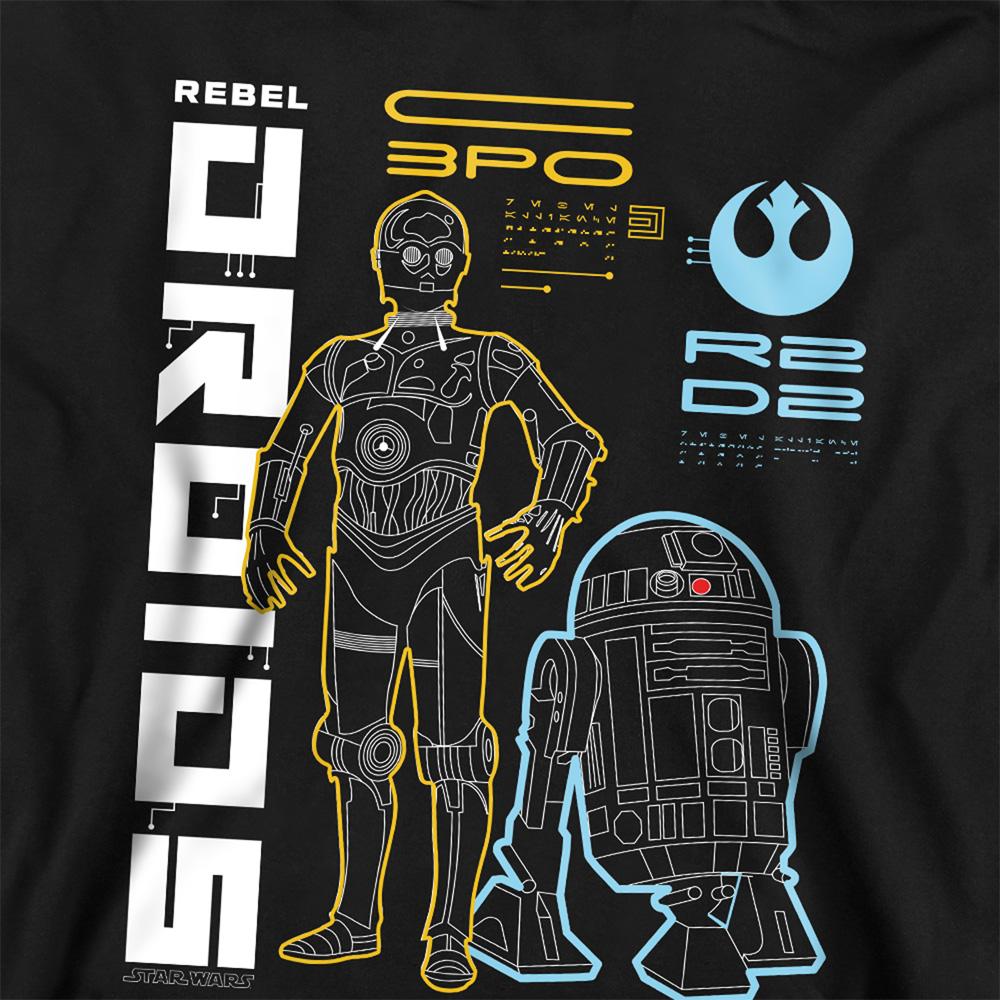 Black - Back - Star Wars Childrens-Kids Rebel Droids Hoodie
