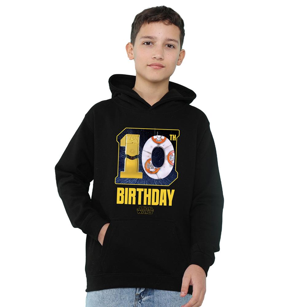 Navy - Front - Disney Star Wars Childrens-Kids C3PO BB-8 10th Birthday Hoodie
