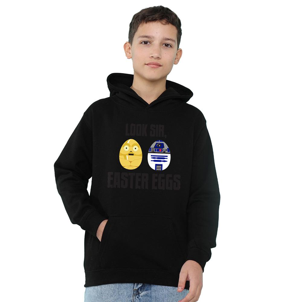 Black - Front - Star Wars Childrens-Kids Look Sir, Easter Eggs Hoodie