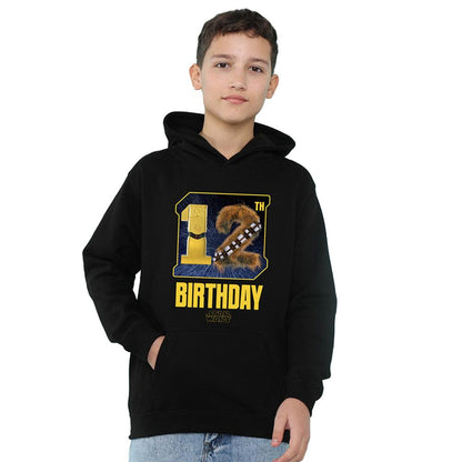Black - Front - Disney Star Wars Childrens-Kids C3PO Chewbacca 12th Birthday Hoodie