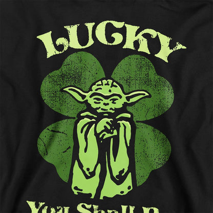 Black - Back - Star Wars Childrens-Kids Lucky Yoda St Patricks Day Hoodie