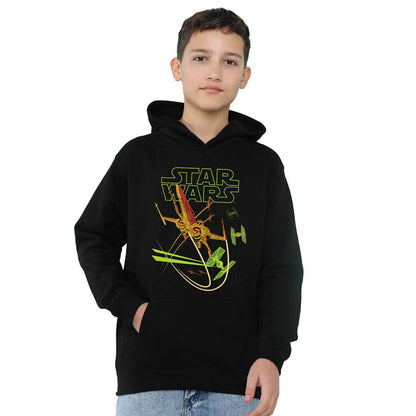Black - Front - Star Wars Childrens-Kids Attacker X-Wing Fighter Hoodie