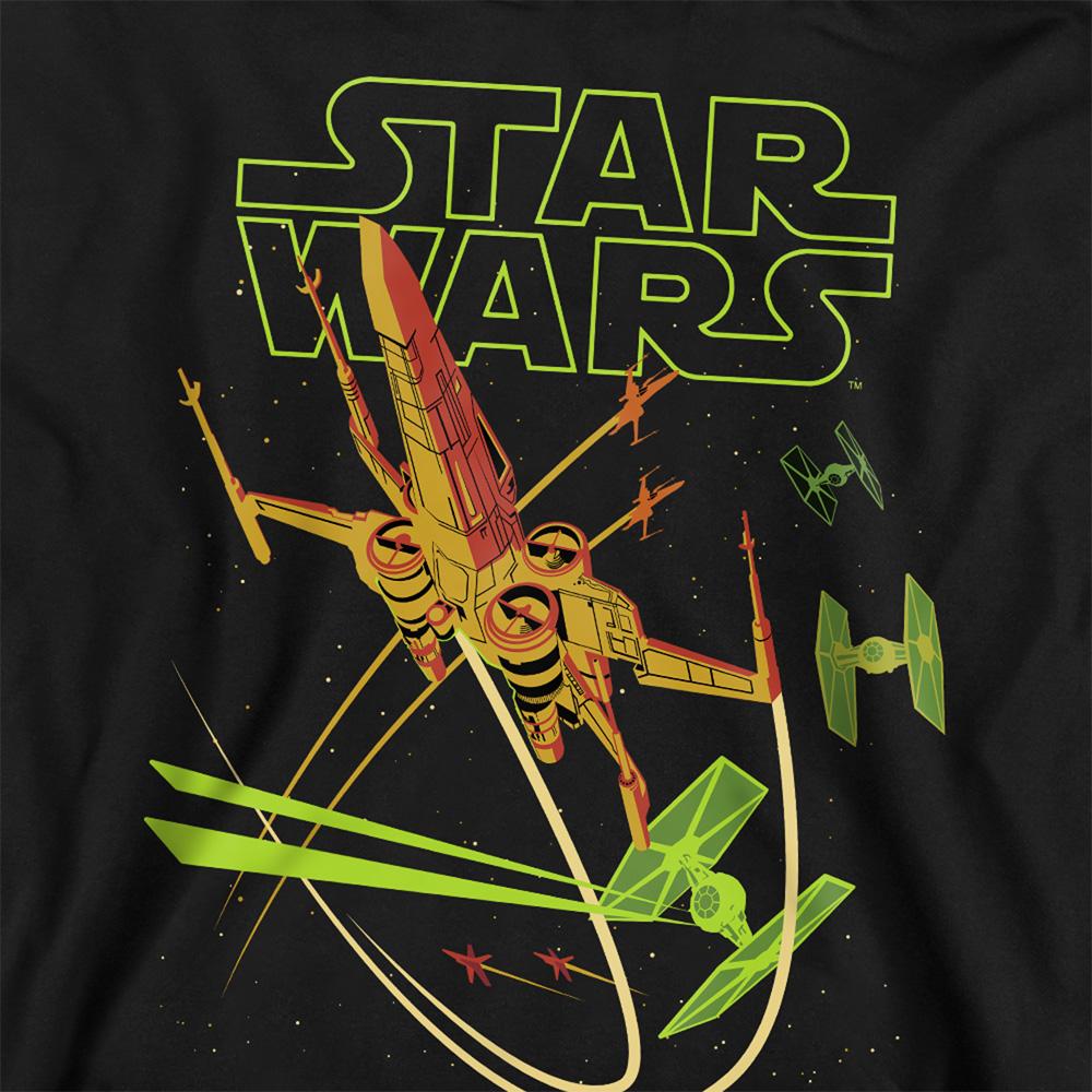 Black - Back - Star Wars Childrens-Kids Attacker X-Wing Fighter Hoodie