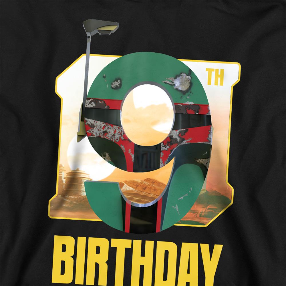 Black - Back - Disney Star Wars Childrens-Kids Boba Fett 9th Birthday Hoodie