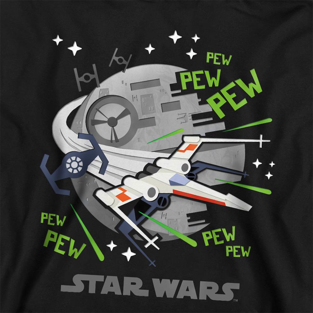 Black - Back - Star Wars Childrens-Kids Pew Pew Star Wars Greatest Kid XWing Hoodie