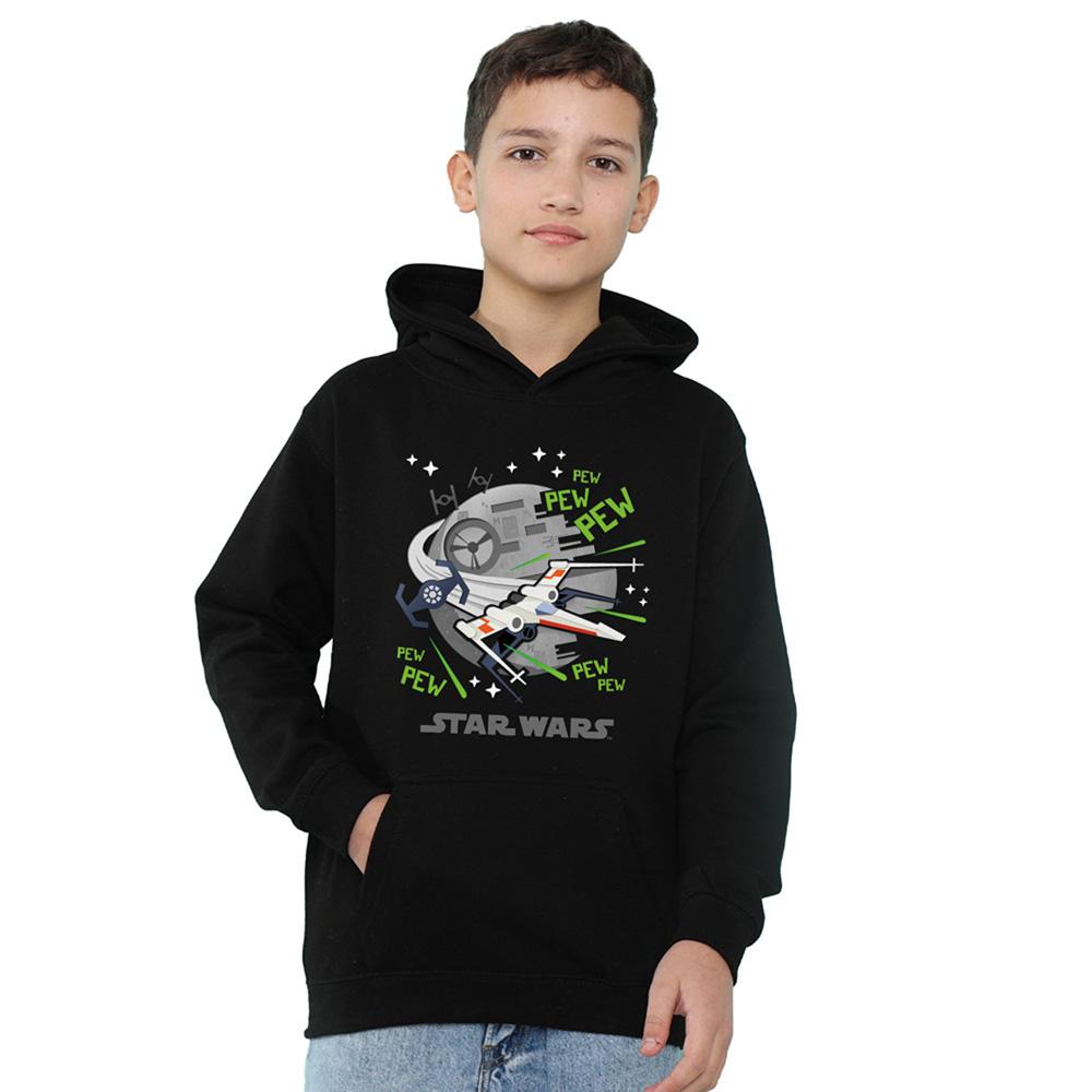 Navy - Front - Star Wars Childrens-Kids Pew Pew Star Wars Greatest Kid XWing Hoodie
