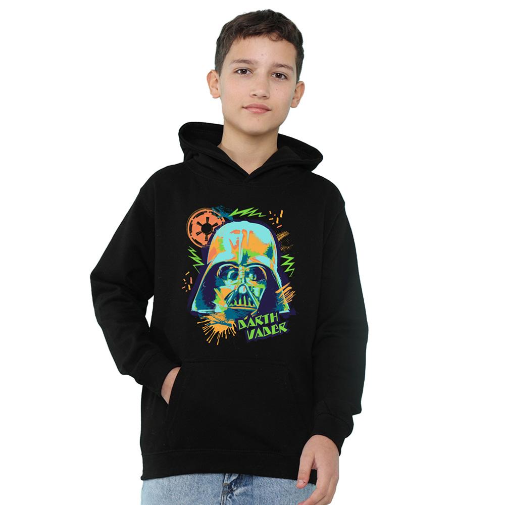 Black - Front - Star Wars Childrens-Kids 90s Darth Vader Hoodie