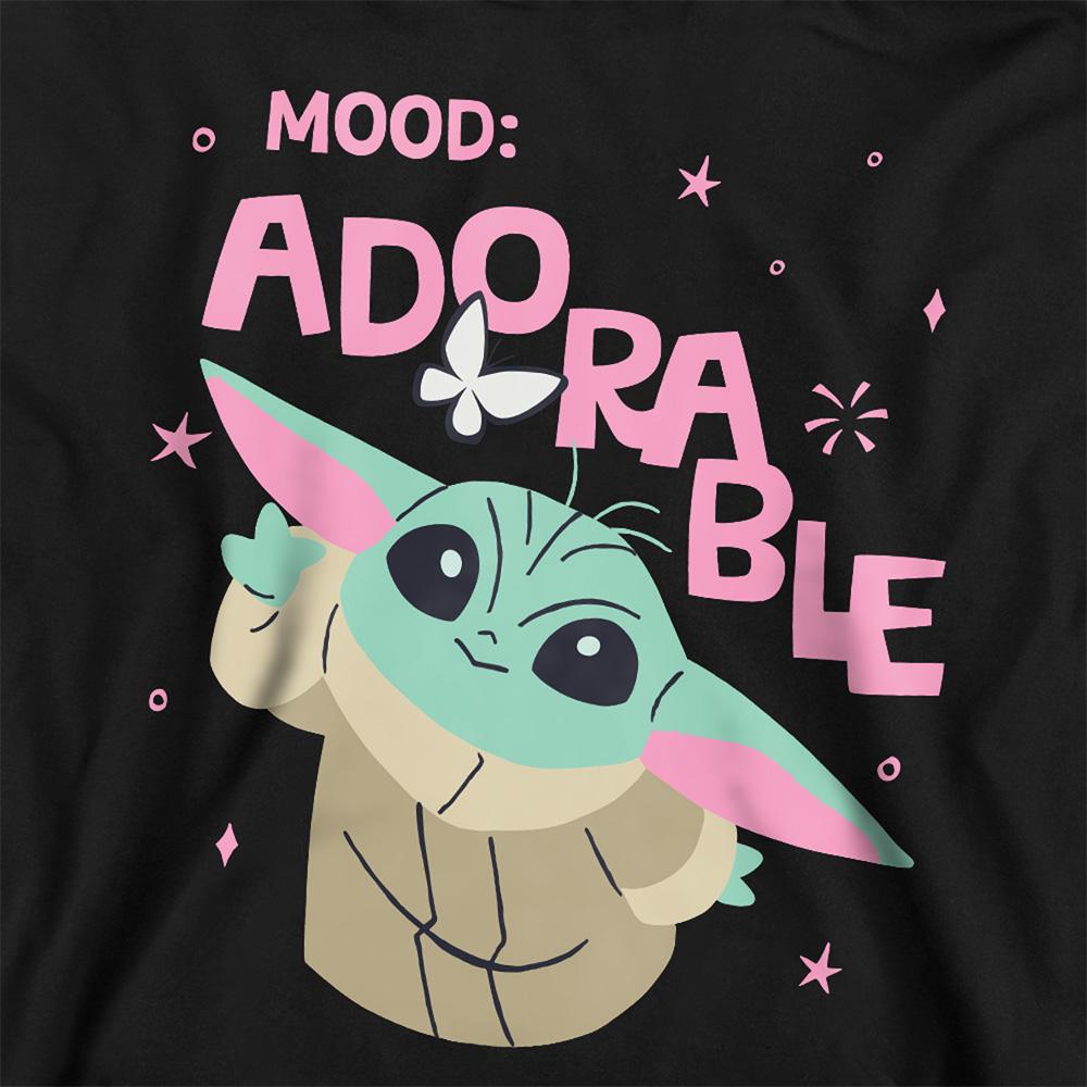 Black - Back - Star Wars Childrens-Kids Mood Adorable Grogu Hoodie