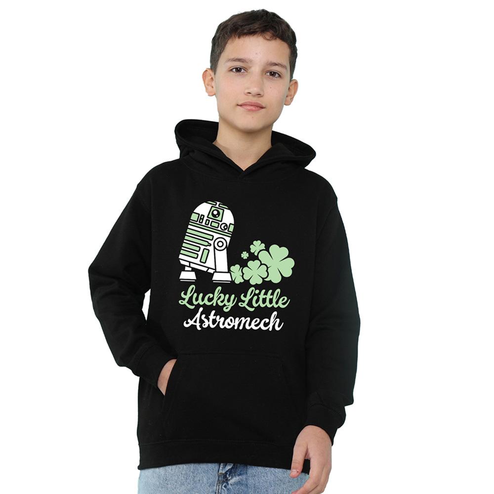 Navy - Front - Star Wars Childrens-Kids Lucky Astromech St Patricks Day Hoodie