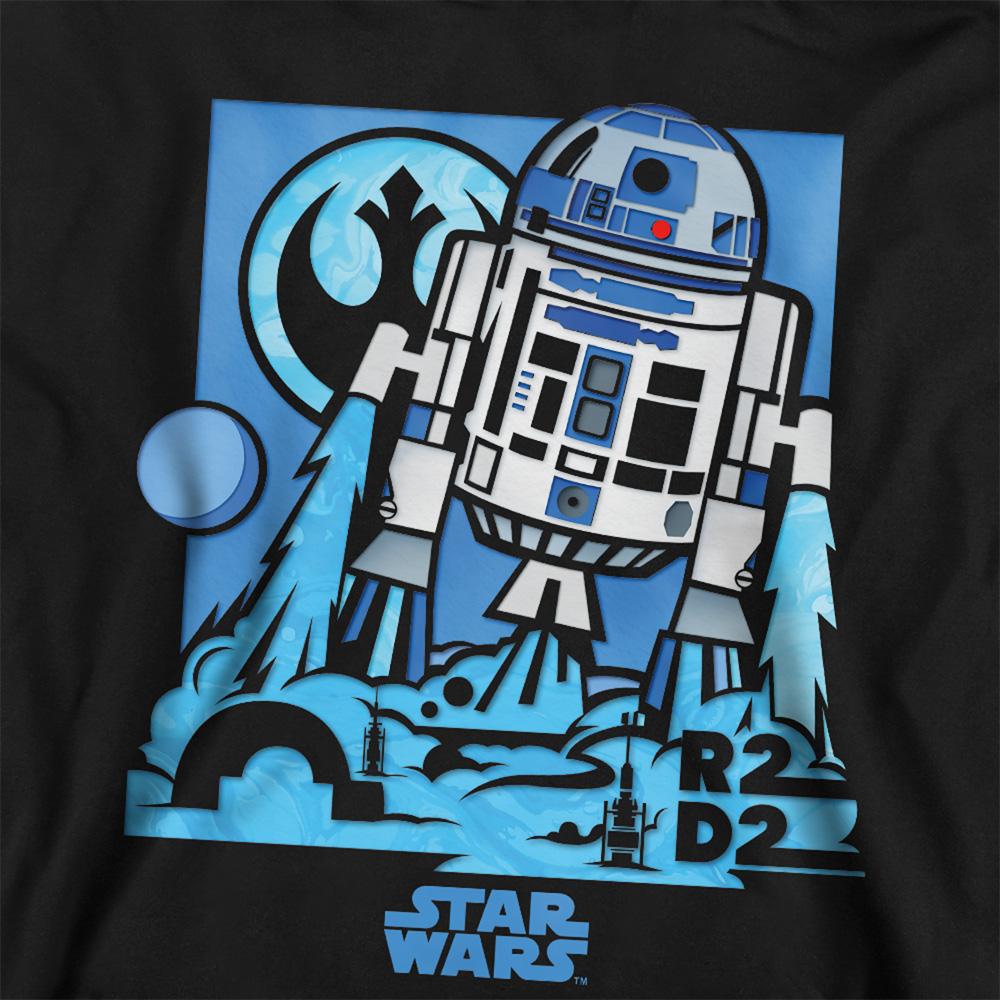 Black - Back - Star Wars Childrens-Kids Papercut R2-D2 Hoodie