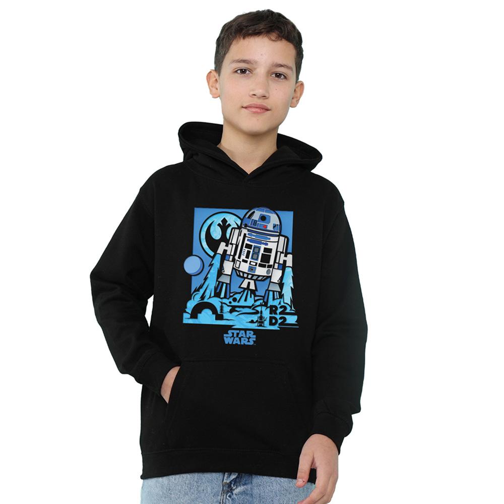Black - Front - Star Wars Childrens-Kids Papercut R2-D2 Hoodie