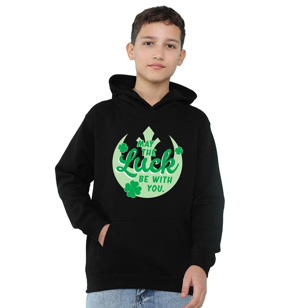 Navy - Front - Star Wars Childrens-Kids Luck Rebel Symbol St Patricks Day Hoodie
