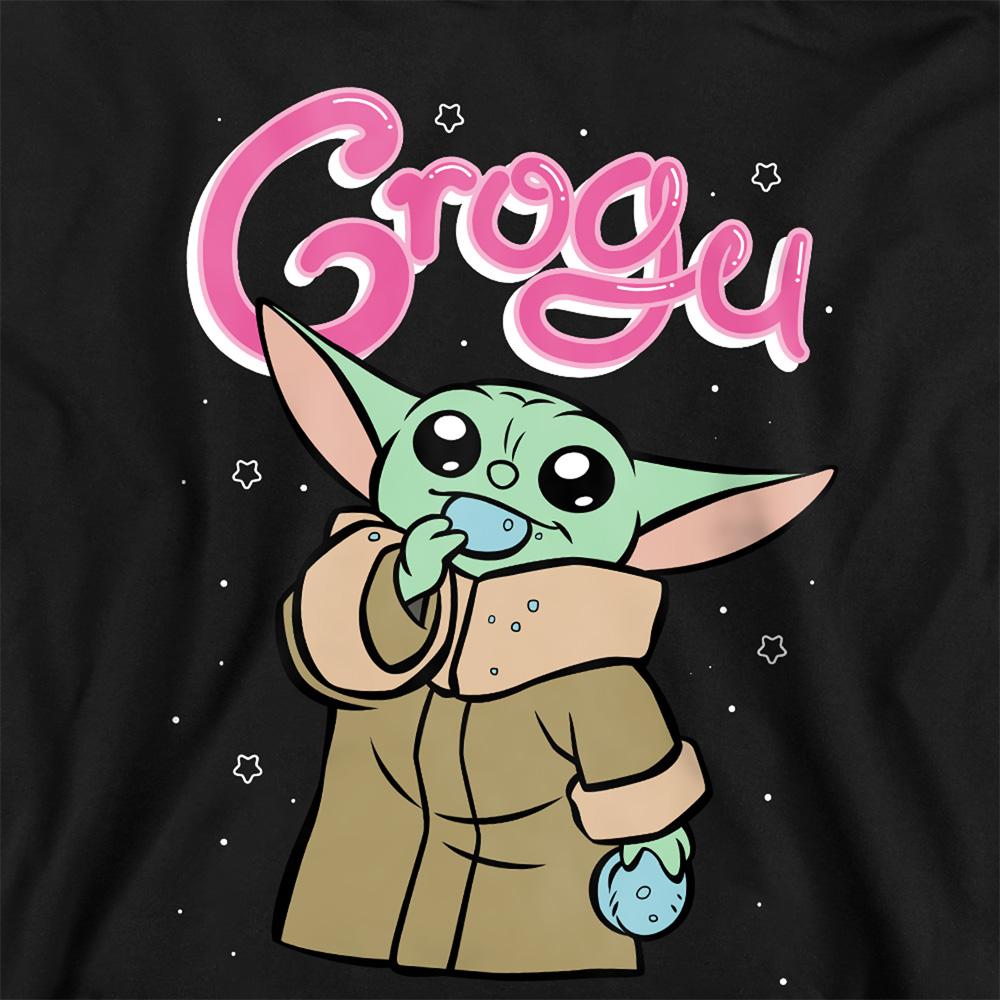 Black - Back - Star Wars Childrens-Kids Grogu Bubble Hoodie