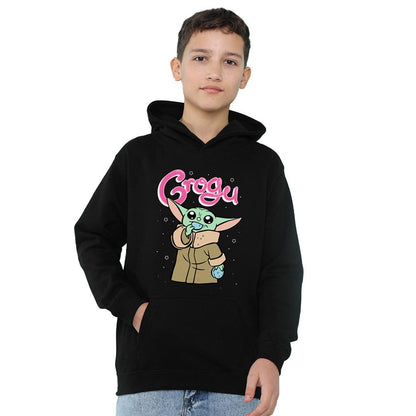 Black - Front - Star Wars Childrens-Kids Grogu Bubble Hoodie