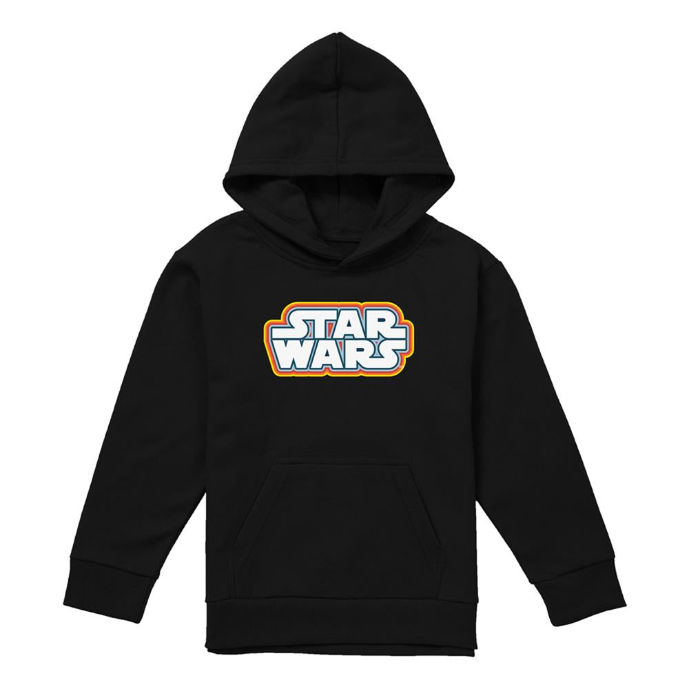 Navy - Lifestyle - Star Wars Childrens-Kids Retro Logo Outline Hoodie