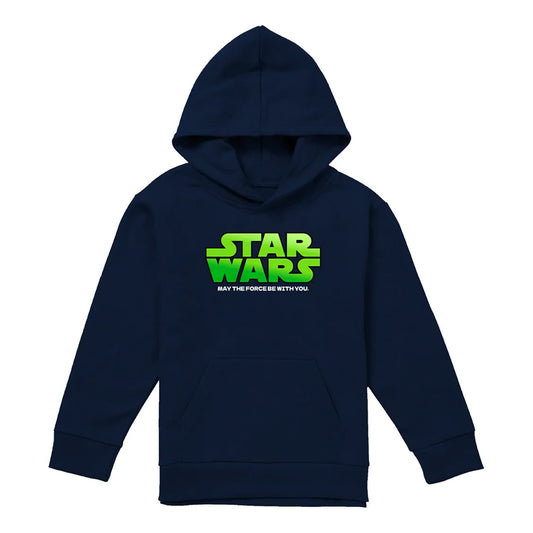 Navy - Front - Star Wars Childrens-Kids Gradient Logo Hoodie
