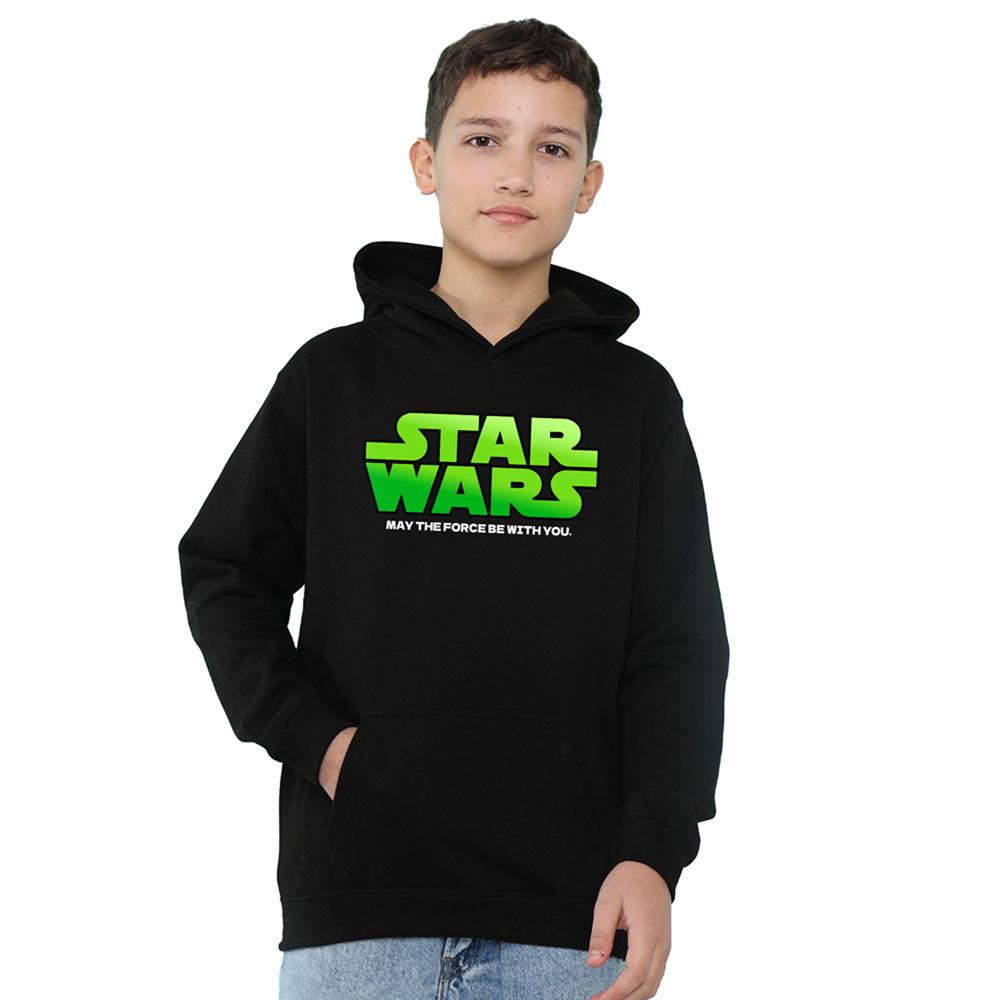 Navy - Front - Star Wars Childrens-Kids Gradient Logo Hoodie