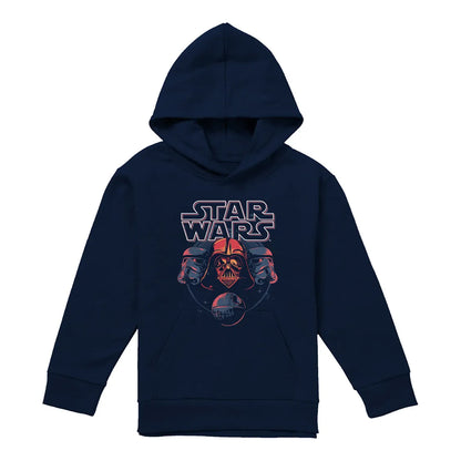 Navy - Front - Star Wars Childrens-Kids Trio Hoodie