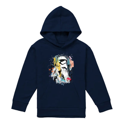 Navy - Front - Star Wars Childrens-Kids Stormtrooper Abstract Hoodie