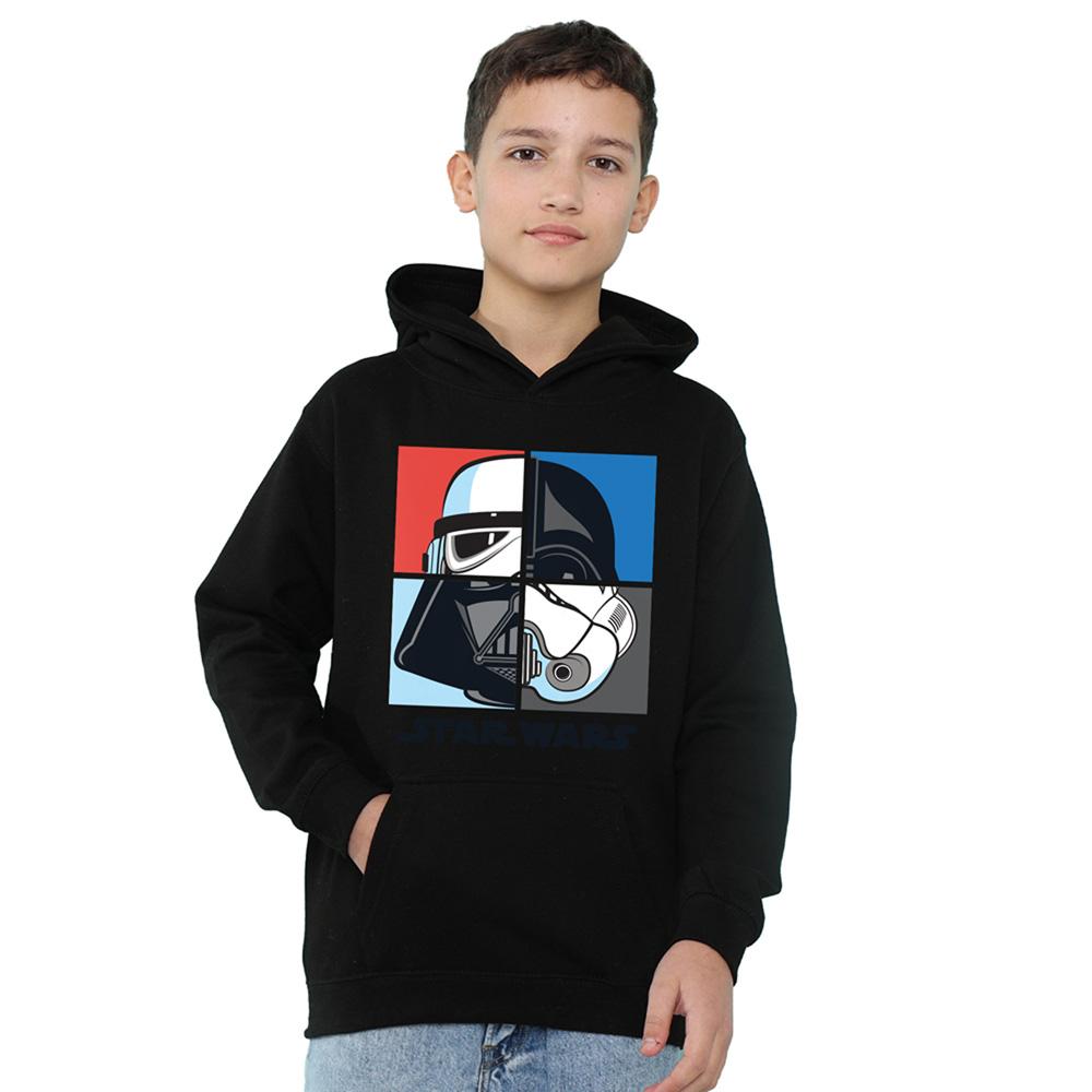 Black - Front - Star Wars Childrens-Kids Darth Vader & Stormtrooper Squares Hoodie
