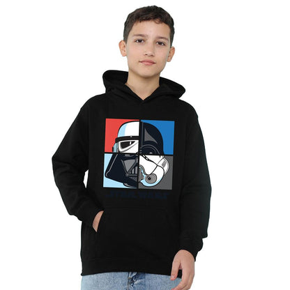 Navy - Front - Star Wars Childrens-Kids Darth Vader & Stormtrooper Squares Hoodie