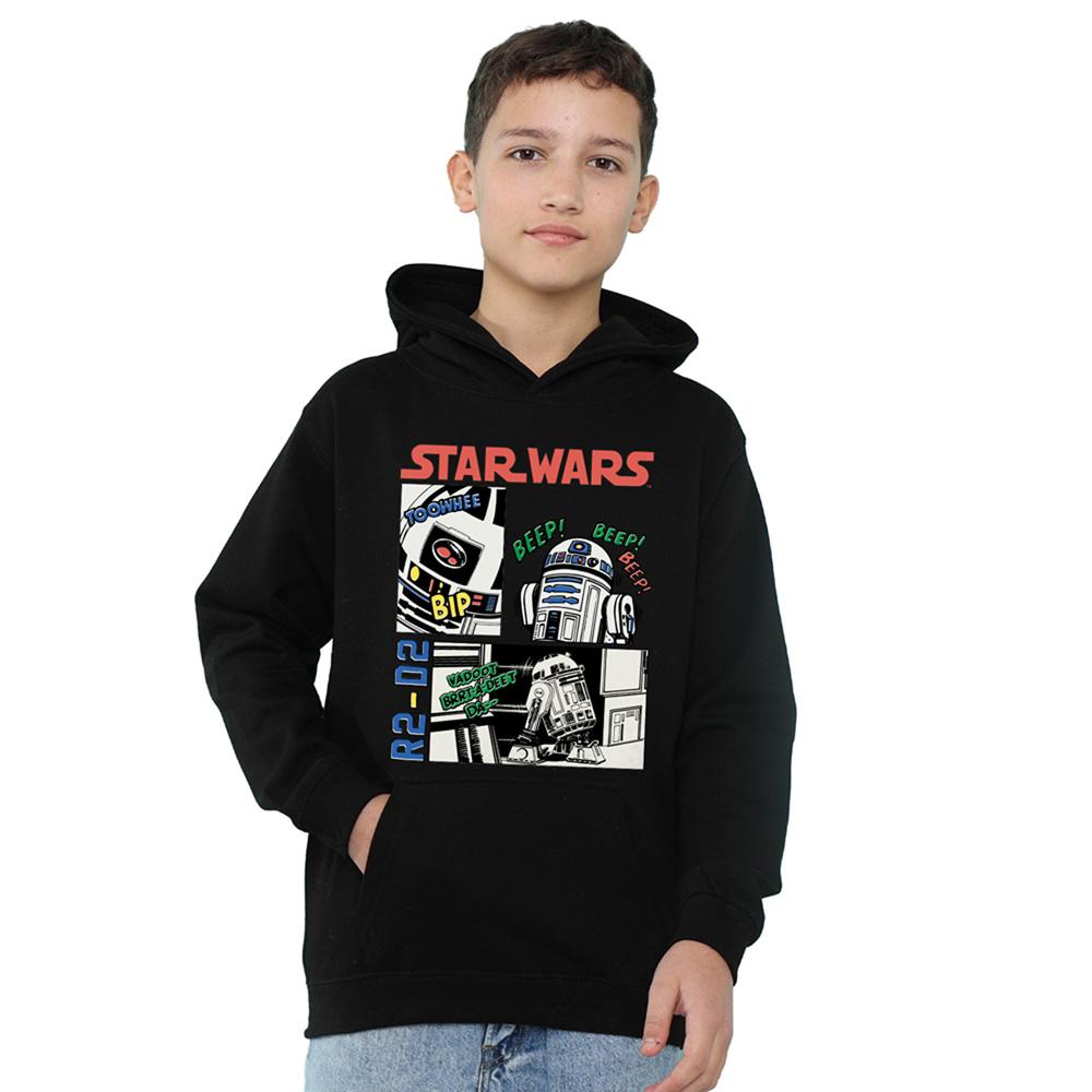 Navy - Front - Star Wars Childrens-Kids Beep Boop R2-D2 Hoodie