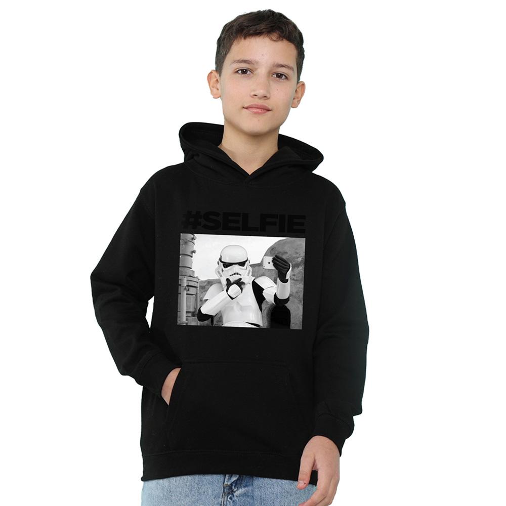 Navy - Front - Star Wars Childrens-Kids Original Stormtrooper Selfie Hoodie