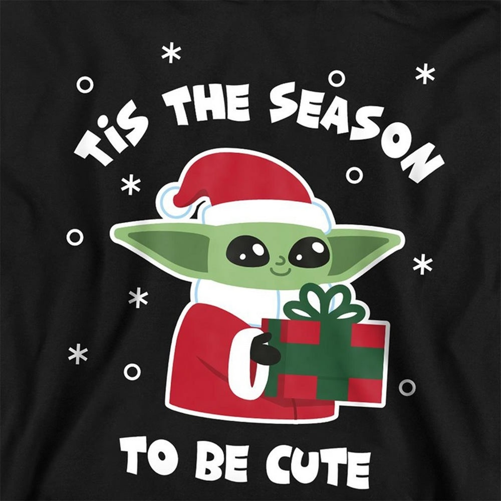 Black - Side - Star Wars The Mandalorian Childrens-Kids Tis The Christmas Season Grogu Hoodie