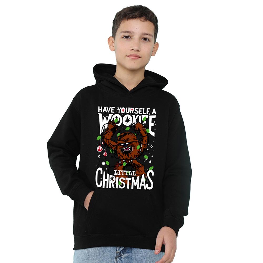 Navy - Front - Star Wars Childrens-Kids Little Christmas Wookiee Hoodie
