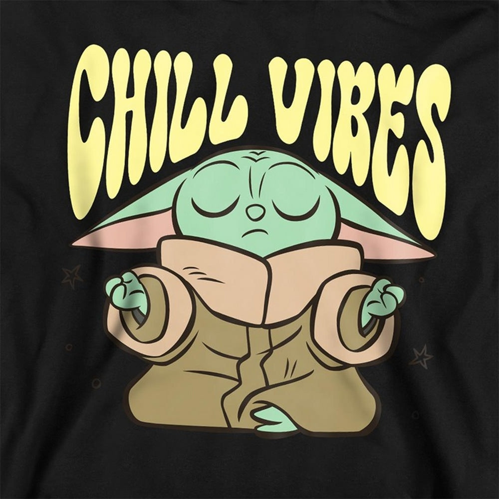 Black - Side - Star Wars The Mandalorian Childrens-Kids Chill Vibes Grogu Hoodie
