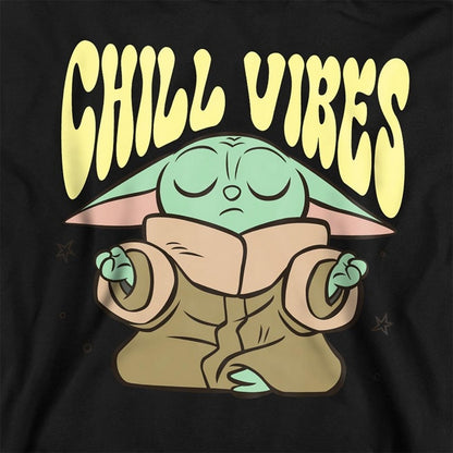 Black - Side - Star Wars The Mandalorian Childrens-Kids Chill Vibes Grogu Hoodie