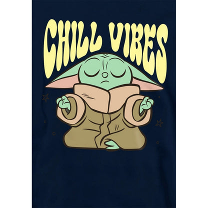 Navy - Side - Star Wars The Mandalorian Childrens-Kids Chill Vibes Grogu Hoodie