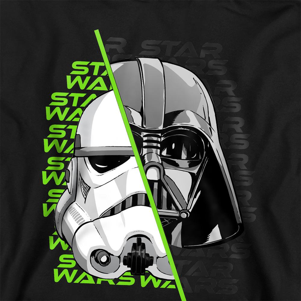 Black - Back - Star Wars: Return Of The Jedi Childrens-Kids Stormtrooper Darth Vader Helmet Split Hoodie