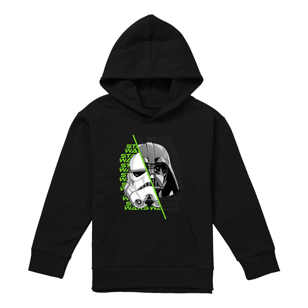 Black - Lifestyle - Star Wars: Return Of The Jedi Childrens-Kids Stormtrooper Darth Vader Helmet Split Hoodie