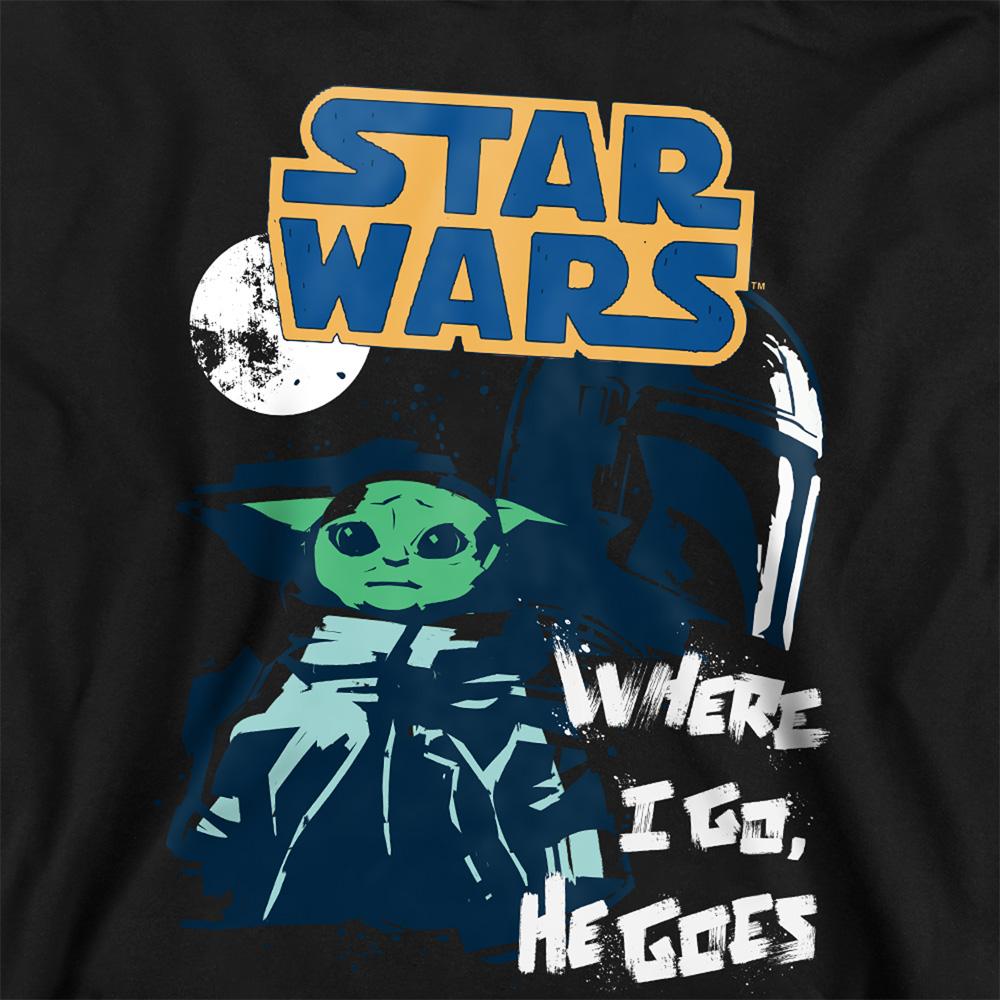Navy - Back - Star Wars The Mandalorian Childrens-Kids Swipe Grogu Hoodie