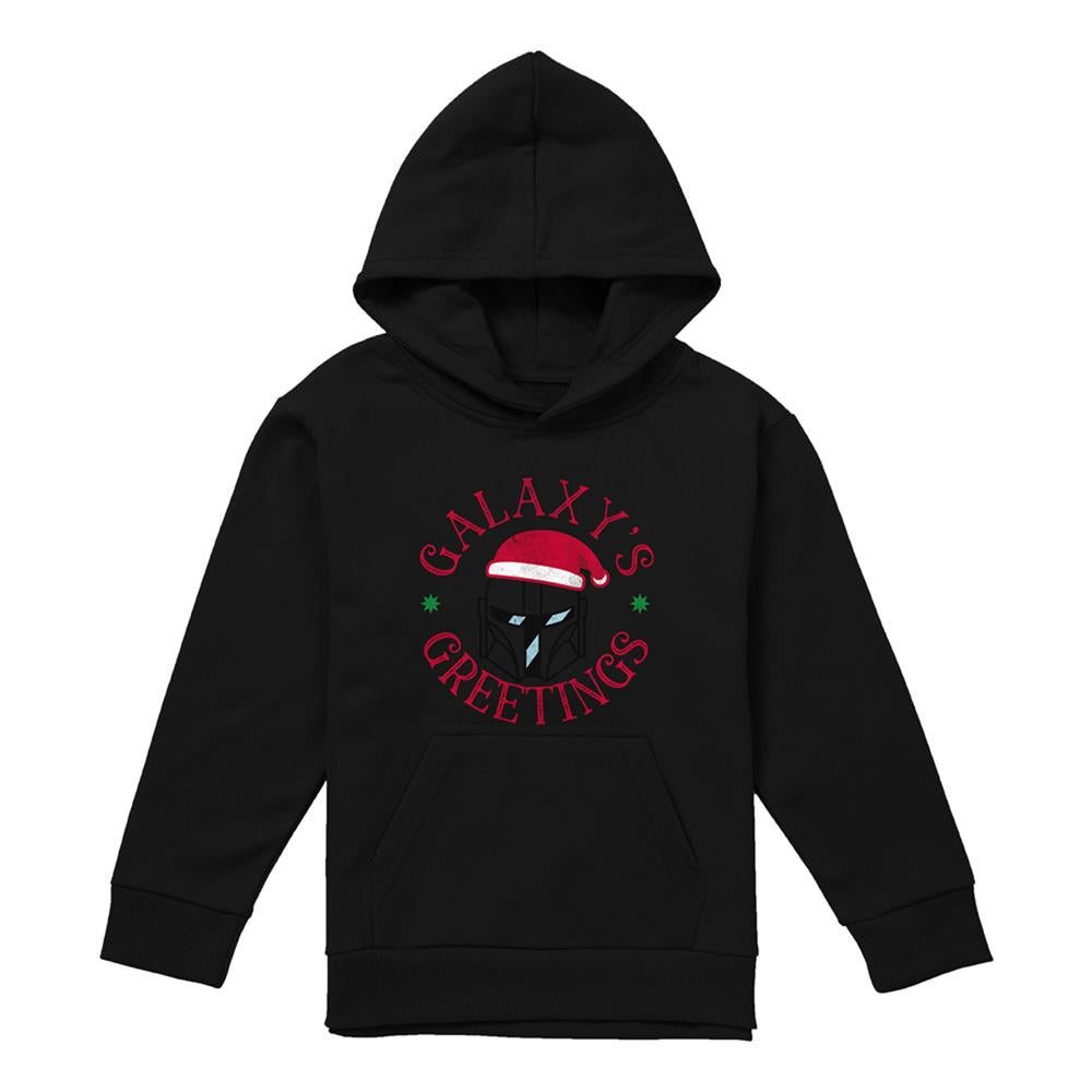Black - Lifestyle - Star Wars The Mandalorian Childrens-Kids Christmas Galaxy´s Greetings Hoodie