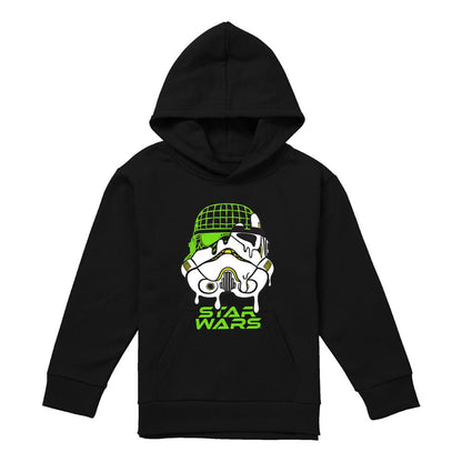 Navy - Lifestyle - Star Wars: Return Of The Jedi Childrens-Kids Drip Helmet Stormtrooper Grid Neon Hoodie