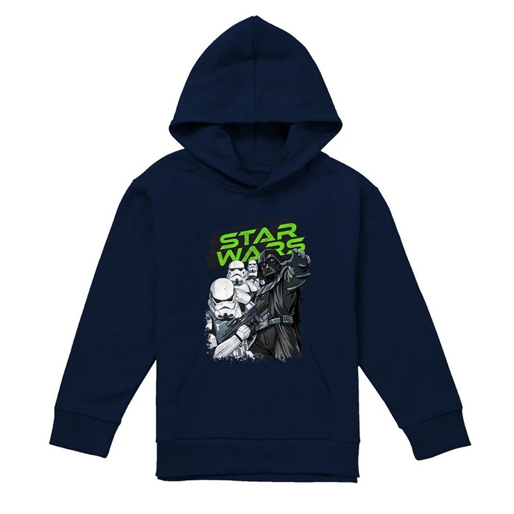 Navy - Front - Star Wars: Return Of The Jedi Childrens-Kids Galactic Empire Darth Vader Sketch Hoodie