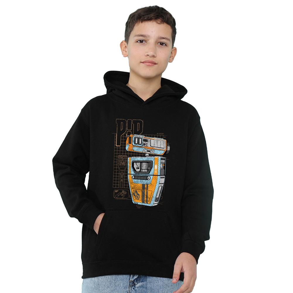 Black - Front - Star Wars: The Acolyte Childrens-Kids Pip Droid Blueprint Hoodie