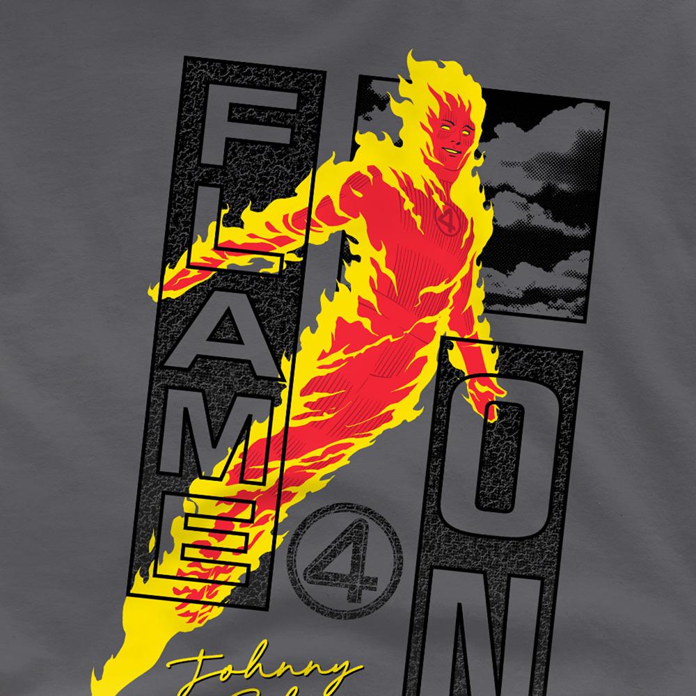 Light Graphite - Side - Fantastic Four Unisex Adult Flame On Trend Johnny T-Shirt