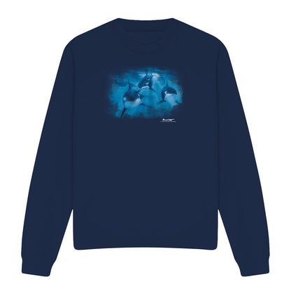 Navy - Front - Wild Wings Unisex Adult Pod Of Orcas Sweatshirt