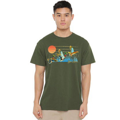 Military Green - Back - Wild Wings Unisex Adult Ducks T-Shirt