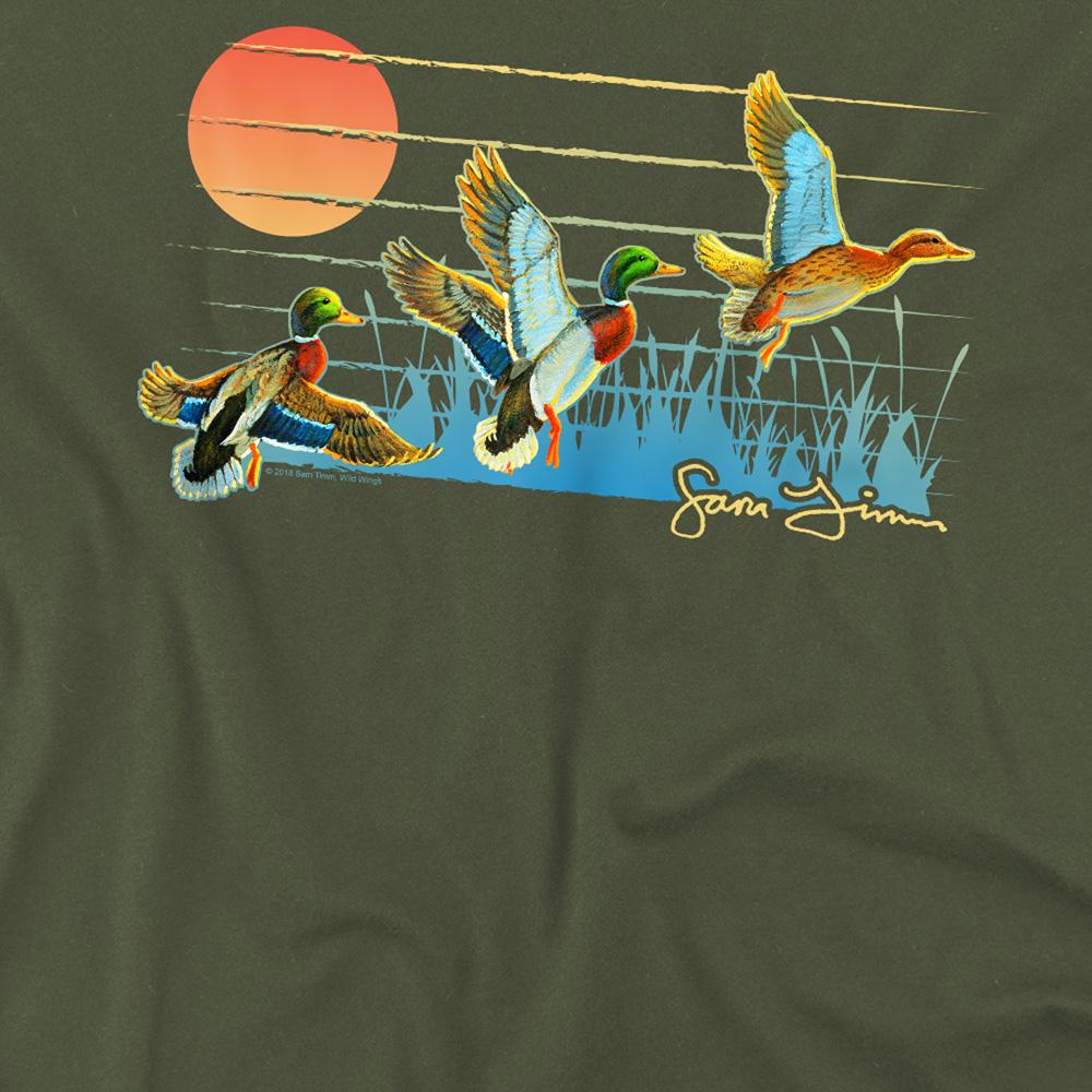 Military Green - Side - Wild Wings Unisex Adult Ducks T-Shirt