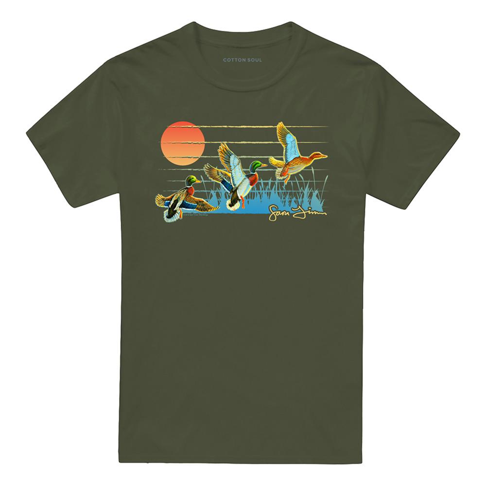 Military Green - Front - Wild Wings Unisex Adult Ducks T-Shirt