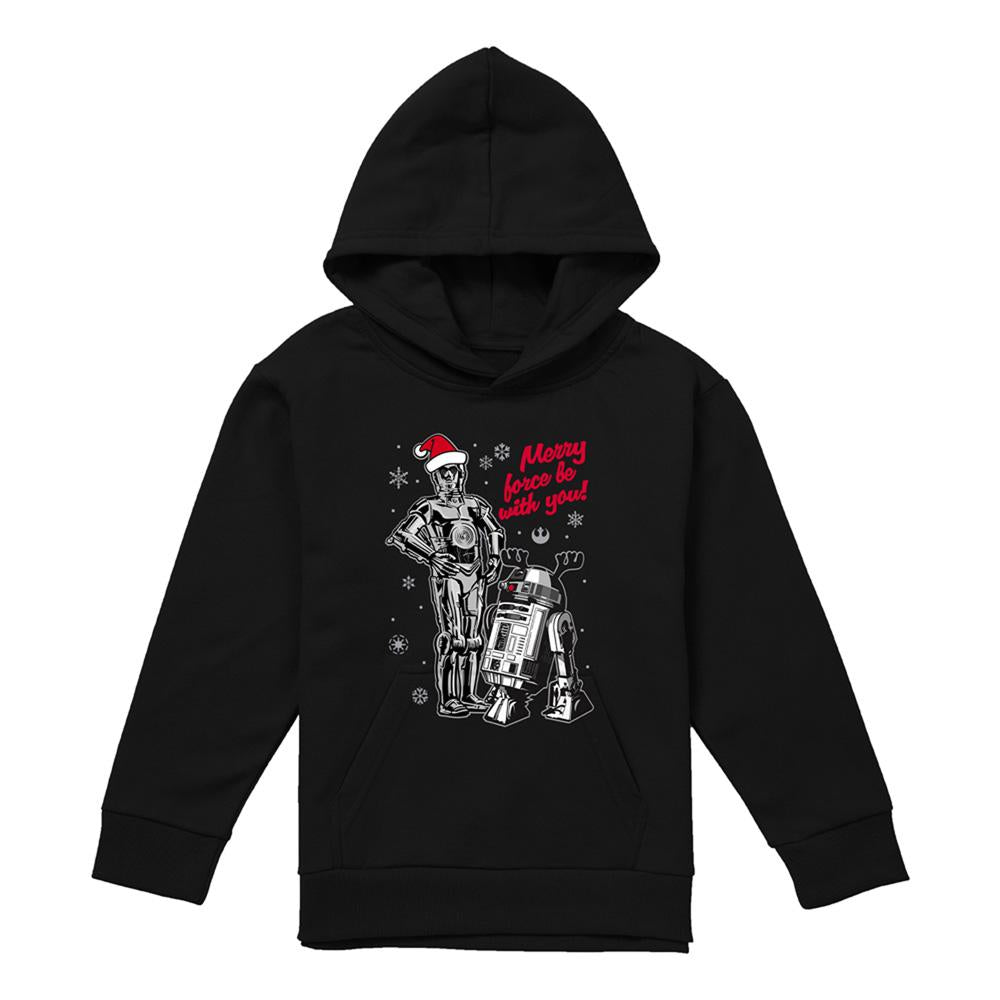 Black-Black - Lifestyle - Star Wars Childrens-Kids Merry Christmas Droids Hoodie